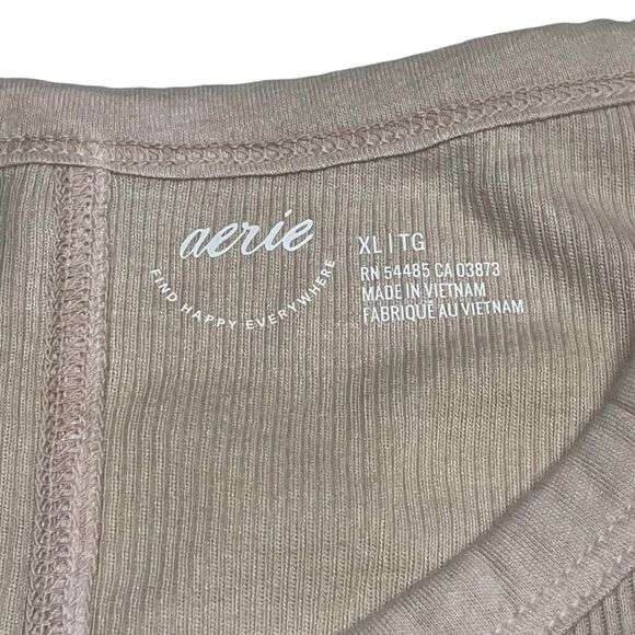 Aerie No BS Dip Dyed Ombre Tan and White Ribbed Tank - Picture 5 of 9